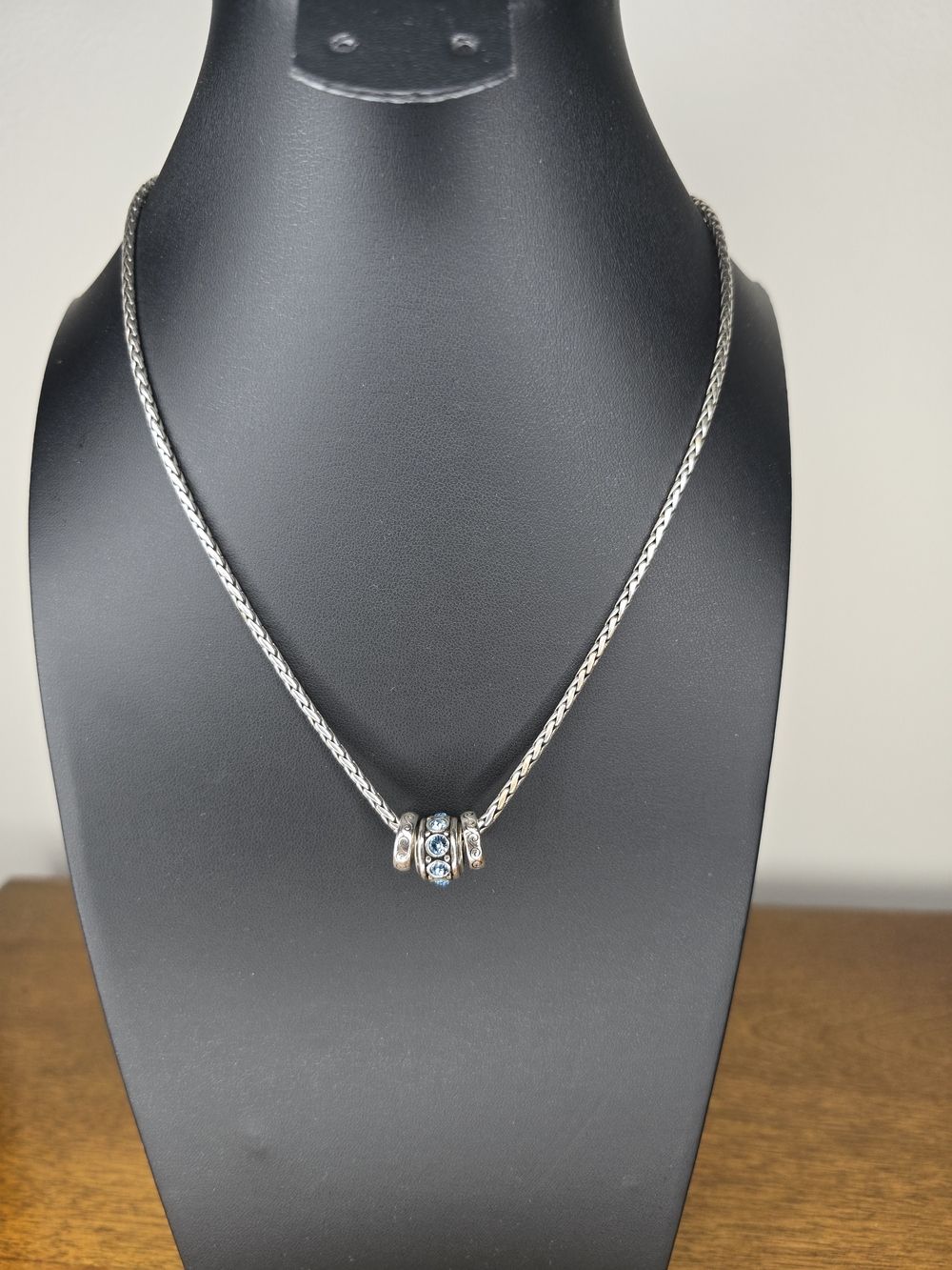 BrightonSilver Necklace with Light Blue Circular Charm Accent